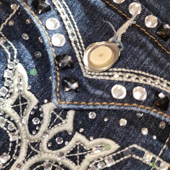 ONE 5 ONE EUC WOMEN'S SIZE 16 ORNATE DENIM BLUE JEANS - Picture 9 of 12